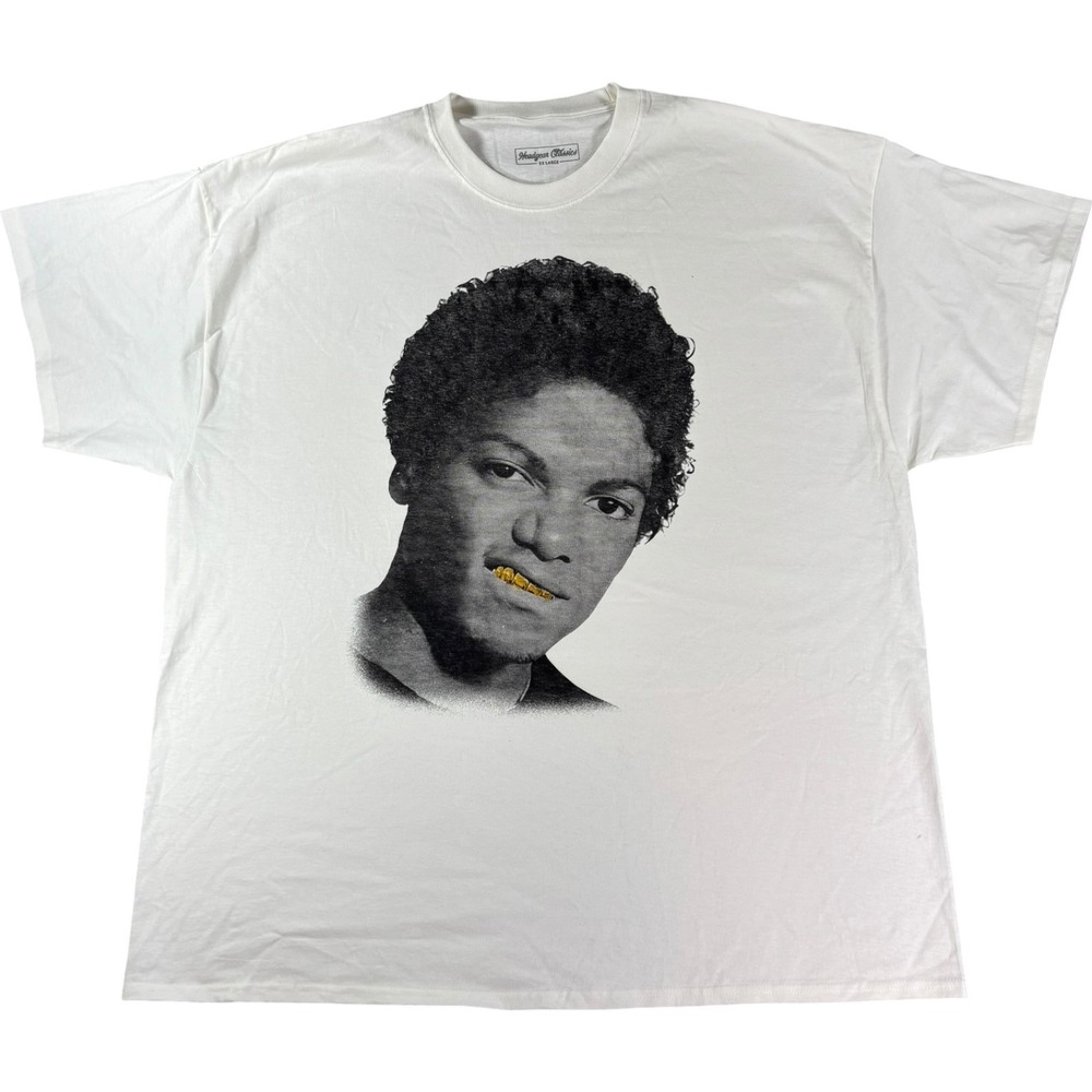 Headgear Classics Michael Jackson Gold Grill Graphic T-Shirt White Mens 3XL MJ